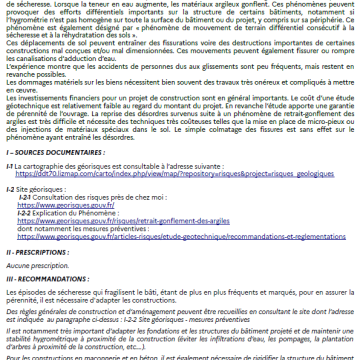 Projets non soumis à la loi Elan - Retrait gonflement des argiles en aléa moyen ou en aléa fort