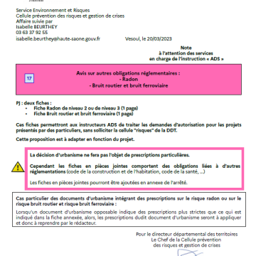 Radon - Projet en secteur de bruit routier ou de bruit ferroviaire